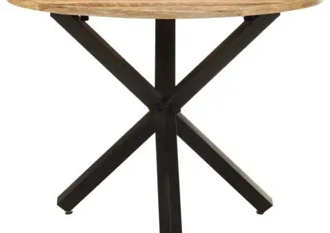 Masă de bucătărie, 100x100x75 cm, lemn mango nefinisat, rotundă - 2/5