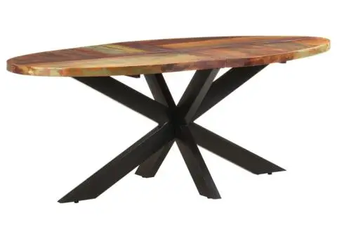 Masă de bucătărie, 200x100x75 cm, lemn masiv reciclat, ovală - 1/5