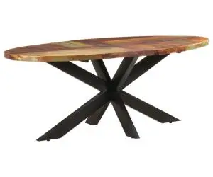 Masă de bucătărie, 200x100x75 cm, lemn masiv reciclat, ovală