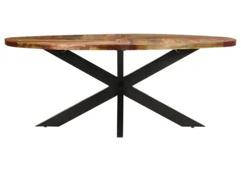 Masă de bucătărie, 200x100x75 cm, lemn masiv reciclat, ovală - 2/5