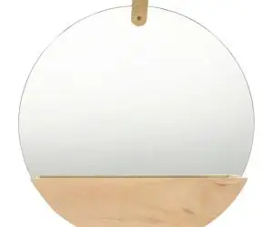 Oglindă de perete, 35 cm, lemn masiv de pin