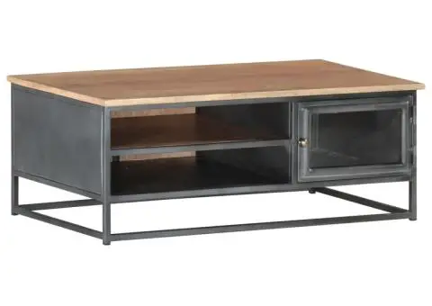 Măsuță de cafea, gri, 90x50x35 cm, lemn masiv de acacia - 1/5