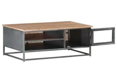 Măsuță de cafea, gri, 90x50x35 cm, lemn masiv de acacia - 3/5