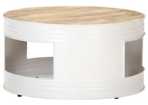 Măsuță de cafea, alb, 68 x 68 x 36 cm, lemn masiv de mango - 1/5