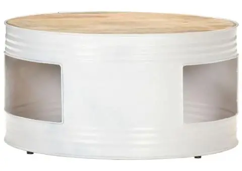 Măsuță de cafea, alb, 68 x 68 x 36 cm, lemn masiv de mango - 2/5