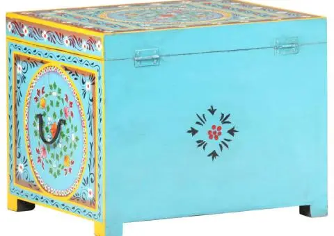 Cutie depozitare vopsită manual, 50x40x40 cm, lemn masiv mango - 5/5