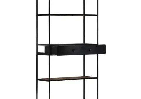 Bibliotecă, 80x35x180 cm, lemn mango nefinisat & fier - 2/5