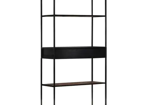 Bibliotecă, 80x35x180 cm, lemn mango nefinisat & fier - 4/5