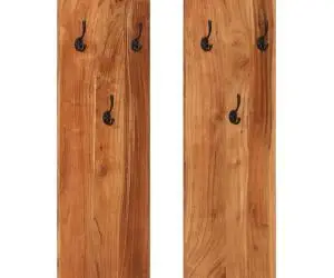 Cuier de haine de perete 2 buc. 36x3x110 cm, lemn masiv acacia