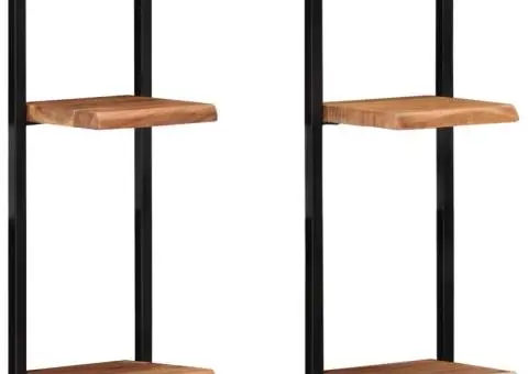 Rafturi de perete 2 buc. 25x25x75 cm lemn masiv acacia/oțel - 2/5