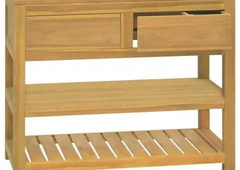 Dulap de baie, 90x45x75 cm, lemn masiv de tec - 3/5