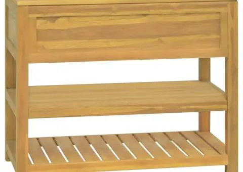 Dulap de baie, 90x45x75 cm, lemn masiv de tec - 4/5