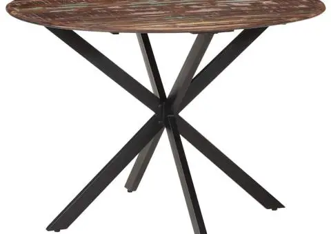 Masă de bucătărie, Ø110x78 cm, lemn masiv de mango și oțel - 1/5