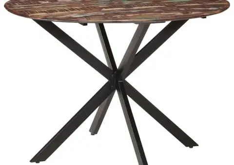 Masă de bucătărie, Ø110x78 cm, lemn masiv de mango și oțel - 2/5