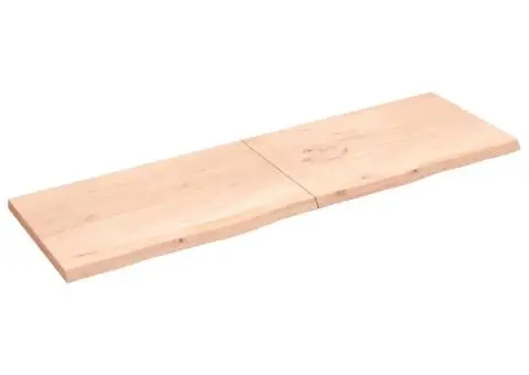 Poliță de perete, 200x60x(2-4)cm, lemn masiv de stejar netratat - 1/5