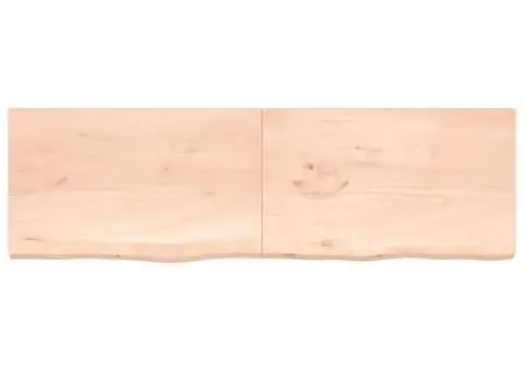 Poliță de perete, 200x60x(2-4)cm, lemn masiv de stejar netratat - 3/5