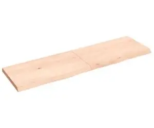 Poliță de perete, 140x40x(2-4)cm, lemn masiv de stejar netratat