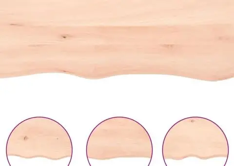 Poliță de perete, 140x40x(2-4)cm, lemn masiv de stejar netratat - 5/5