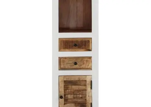 Dulap înalt maro și alb 40x30x110 cm lemn masiv mango și acacia - 2/5