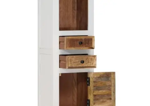 Dulap înalt maro și alb 40x30x110 cm lemn masiv mango și acacia - 3/5