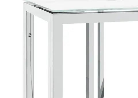 Masă consolă, argintiu, 110x30x70 cm, oțel inoxidabil și sticlă - 5/5