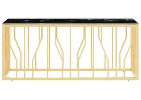 Masă de cafea, auriu, 110x45x45 cm, oțel inoxidabil și sticlă - 3/5