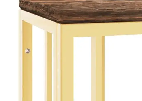 Măsuță de cafea, auriu, oțel inoxidabil și lemn masiv reciclat - 5/5