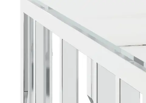 Masă de cafea, argintiu, 80x80x40 cm, oțel inoxidabil și sticlă - 5/5