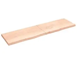 Poliță de perete, 220x60x(2-6)cm, lemn masiv de stejar netratat