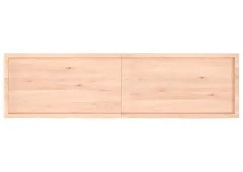 Poliță de perete, 220x60x(2-6)cm, lemn masiv de stejar netratat - 2/5