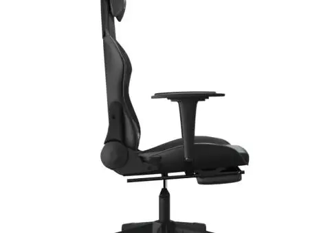 Scaun de gaming cu suport picioare, negru, piele ecologică - 4/5