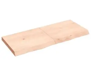 Poliță de perete, 120x50x(2-6)cm, lemn masiv de stejar netratat