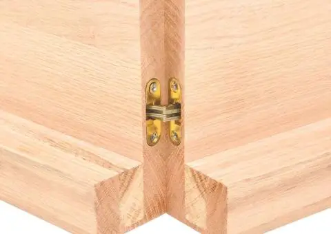 Poliță de perete, 120x50x(2-6)cm, lemn masiv de stejar netratat - 4/5