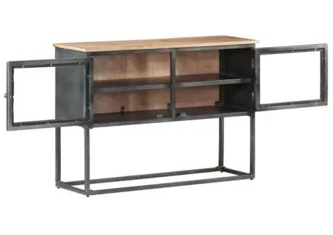 Servantă, 100x30x70 cm, gri, lemn masiv de acacia - 3/5