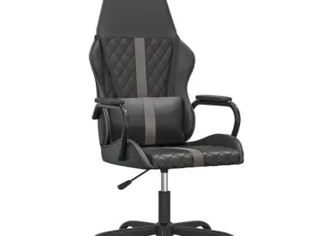 Scaun de jocuri, negru și gri, piele ecologică - 2/5