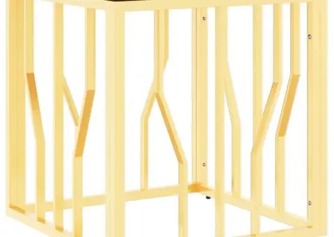 Măsuță de cafea, auriu, oțel inoxidabil și lemn masiv reciclat - 2/5