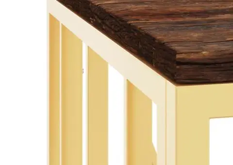 Măsuță de cafea, auriu, oțel inoxidabil și lemn masiv reciclat - 5/5