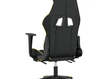 Scaun de gaming cu suport picioare negru/auriu, piele ecologică - 5/5