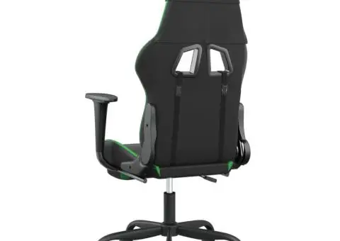 Scaun de gaming cu suport picioare negru/verde, piele ecologică - 5/5