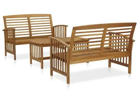 Set mobilier de grădină, 3 piese, lemn masiv de acacia - 1/5