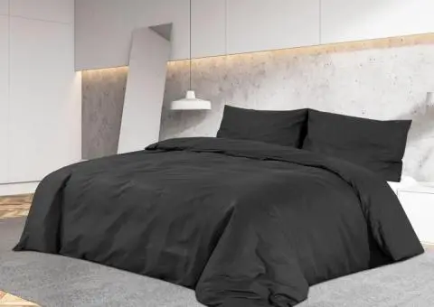 Set cu husă de pilotă, negru, 260x240 cm, microfibră - 1/5