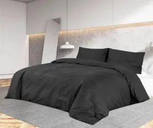 Set cu husă de pilotă, negru, 260x240 cm, microfibră