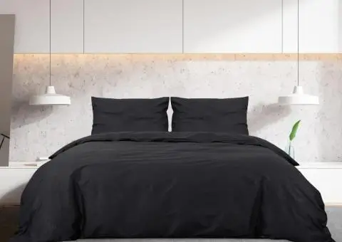 Set cu husă de pilotă, negru, 260x240 cm, microfibră - 3/5