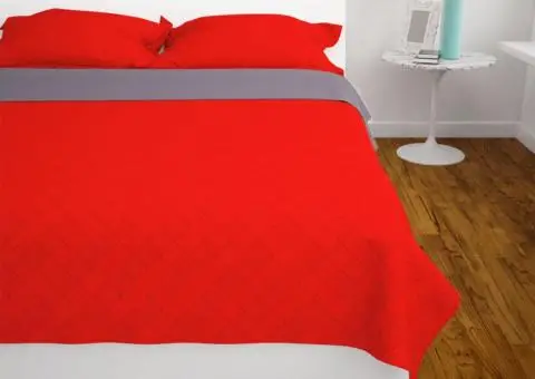 Cuvertură matlasată cu două fețe, 220 x 240 cm, roșu și gri - 4/5