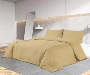 Set cu husă de pilotă, gri taupe, 200x220 cm, microfibră