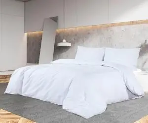 Set cu husă de pilotă, alb, 260x240 cm, microfibră