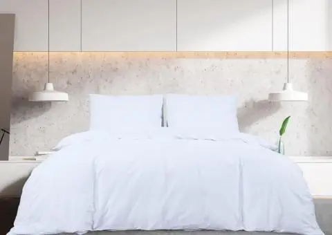 Set cu husă de pilotă, alb, 260x240 cm, microfibră - 3/5