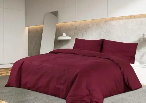 Set cu husă de pilotă, roșu bordo, 260x240 cm, microfibră - 1/5