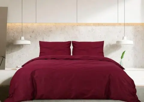 Set cu husă de pilotă, roșu bordo, 260x240 cm, microfibră - 3/5