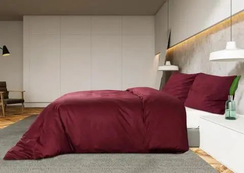 Set cu husă de pilotă, roșu bordo, 260x240 cm, microfibră - 4/5
